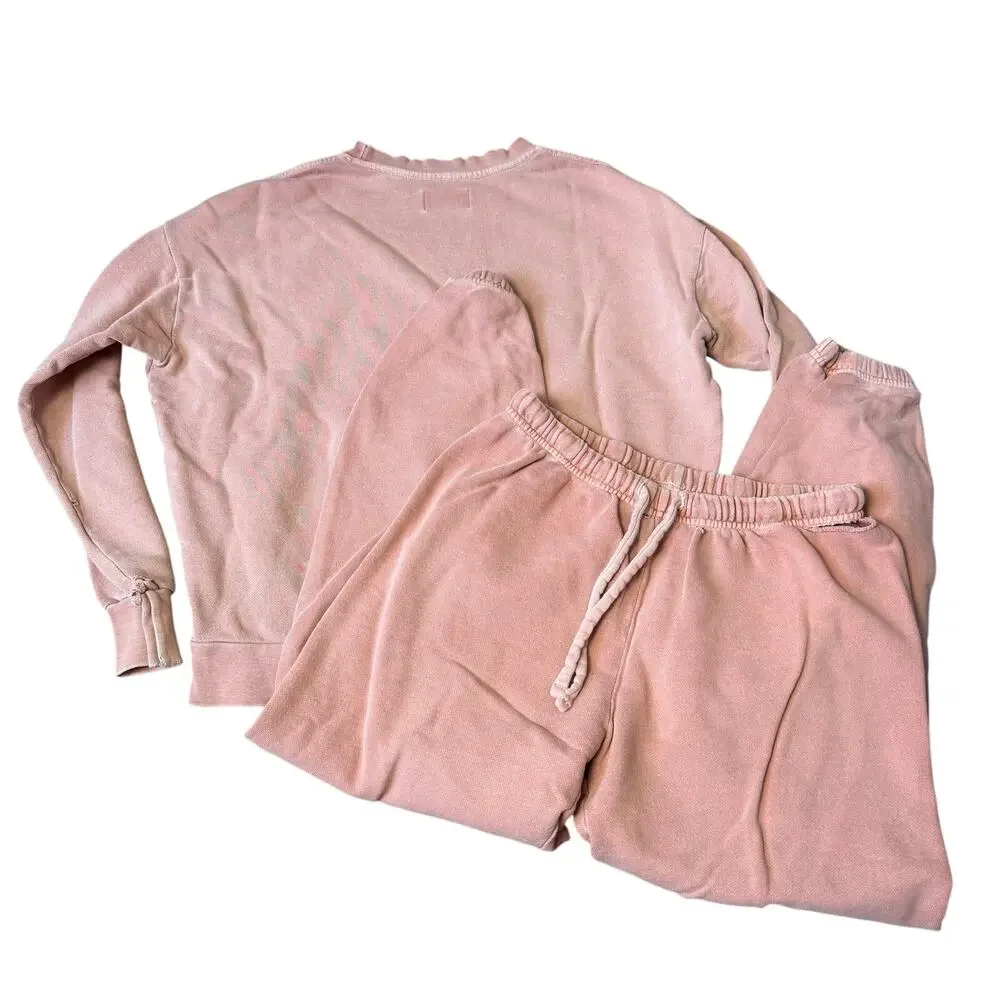 Goodlife Sweatpants Set Venice Terry Women's S 100% Cotton Pink Vintage Wash